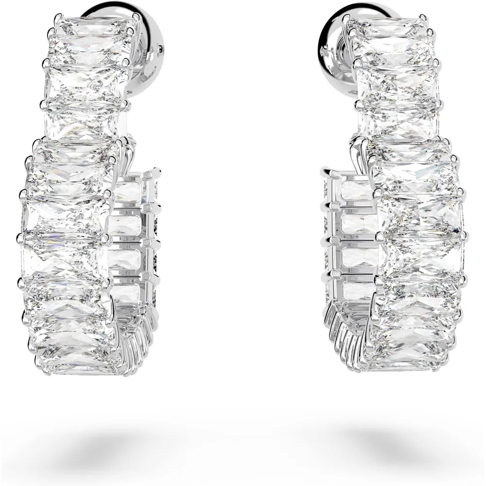 SWAROVSKI ARETES HOOP CORAZON MATRIX ACABADO RODIO PARA MUJER | RODIO