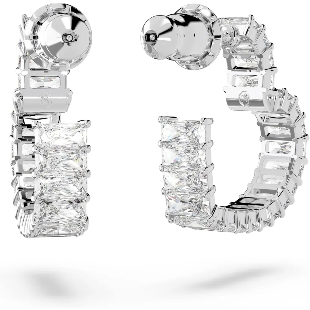 SWAROVSKI ARETES HOOP CORAZON MATRIX ACABADO RODIO PARA MUJER | RODIO