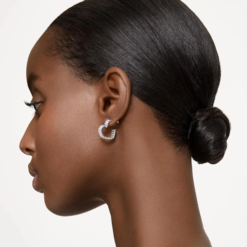 SWAROVSKI ARETES HOOP CORAZON MATRIX ACABADO RODIO PARA MUJER | RODIO