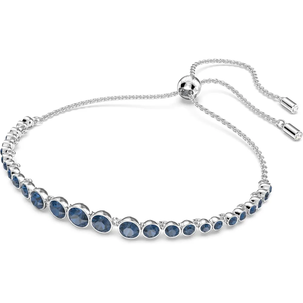 SWAROVSKI PULSERA TENNIS REDONDO IMBER ACABADO RODIO PARA MUJER | AZUL/PLATEADO