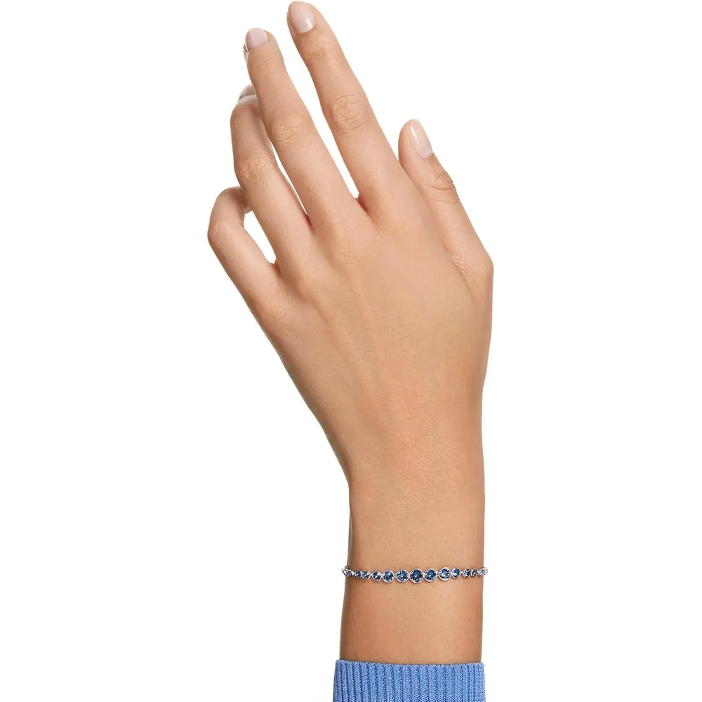 SWAROVSKI PULSERA TENNIS REDONDO IMBER ACABADO RODIO PARA MUJER | AZUL/PLATEADO