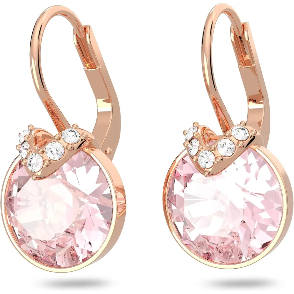 SWAROVSKI ARETES COLGANTES REDONDO BELLA V ACABADO ORO ROSA PARA MUJER | ROSA