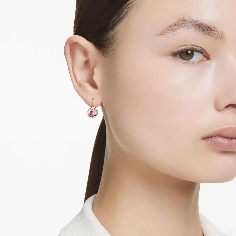 SWAROVSKI ARETES COLGANTES REDONDO BELLA V ACABADO ORO ROSA PARA MUJER | ROSA