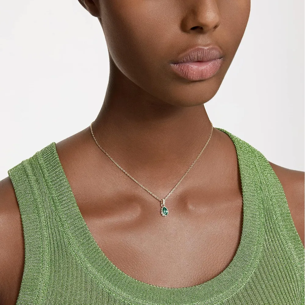 SWAROVSKI COLLAR PENDIENTE PERA CHROMA ACABADO ORO PARA MUJER | VERDE