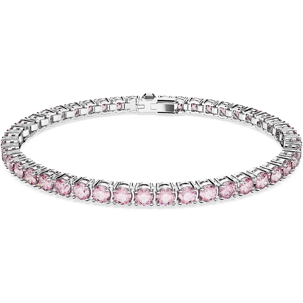 SWAROVSKI PULSERA TENNIS REDONDO MATRIX ACABADO RODIO PARA MUJER SMALL | ROSA