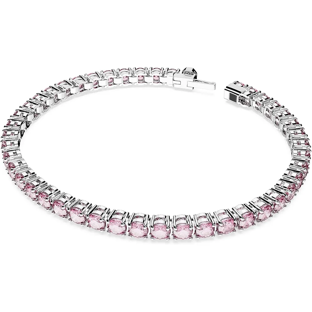 SWAROVSKI PULSERA TENNIS REDONDO MATRIX ACABADO RODIO PARA MUJER SMALL | ROSA
