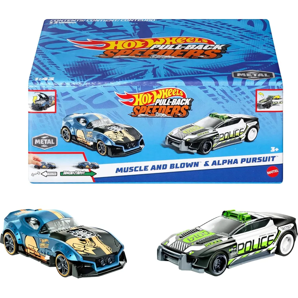 HOT WHEELS AUTO Pull-Back Speeders SET 2 PZS