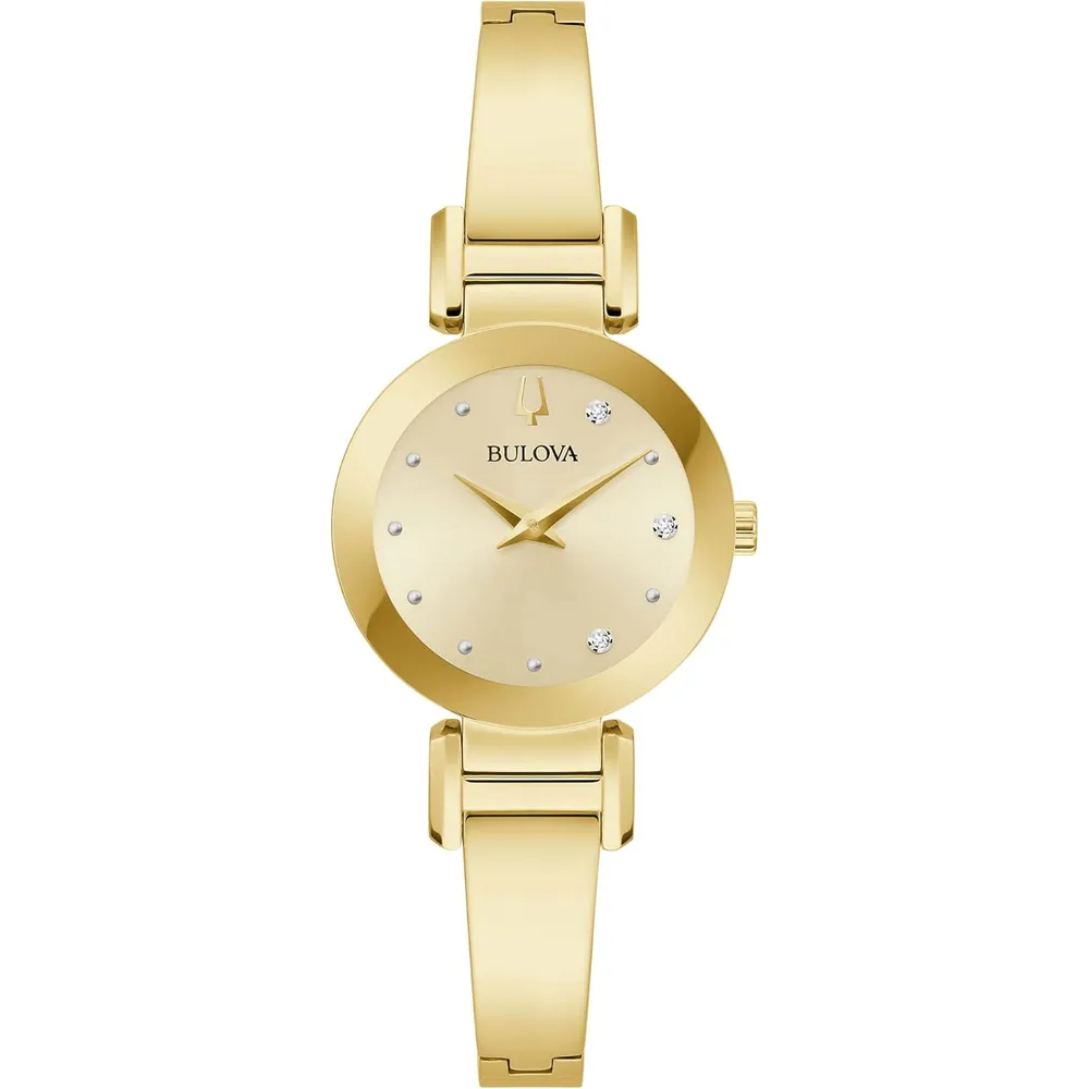 Bulova reloj brazalete Marc Anthony de mujer moderno 3 agujas diamantes | Oro