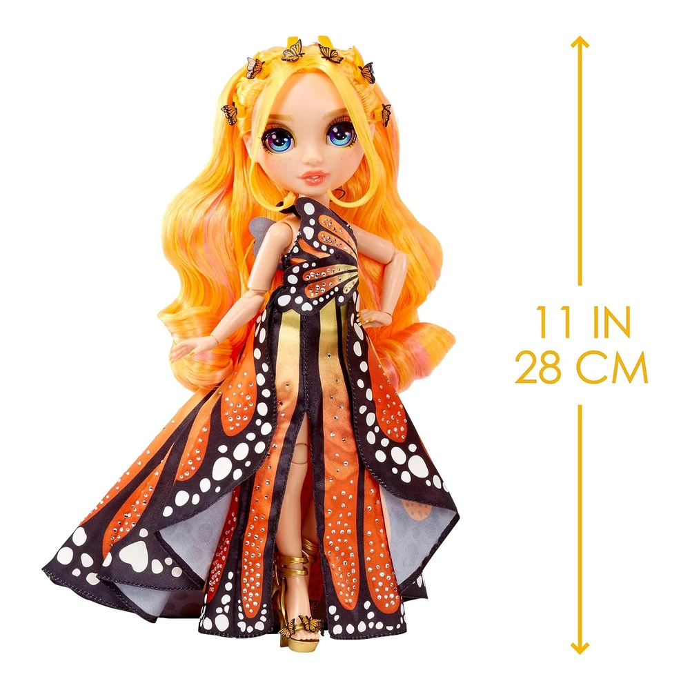 Rainbow High Fantastic Fashion Poppy Rowan - Muñeca Naranja de 11' y Juego con 2 Trajes Completos de Muñeca y Accesorios