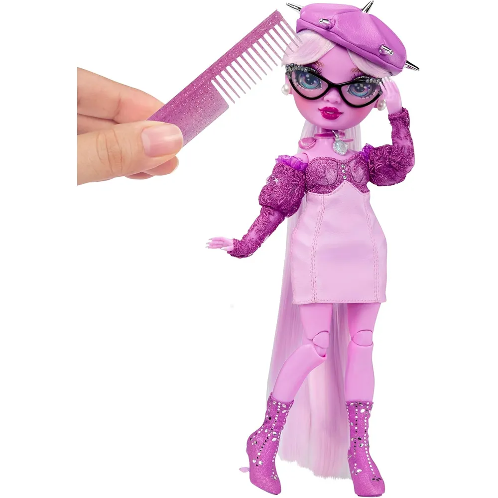 Rainbow High Shadow High Lavender muñeca morada con accesorios