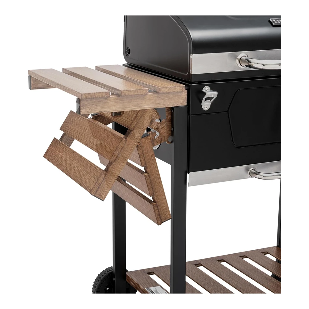 Royal Gourmet Cd1824m - Parrilla de Carbón de 24" - Ahumador de Barbacoa con Mango y Mesa Plegable - Perfecto para Patio Al Aire Libre - Jardín y Parrilla - Negro - Mediano