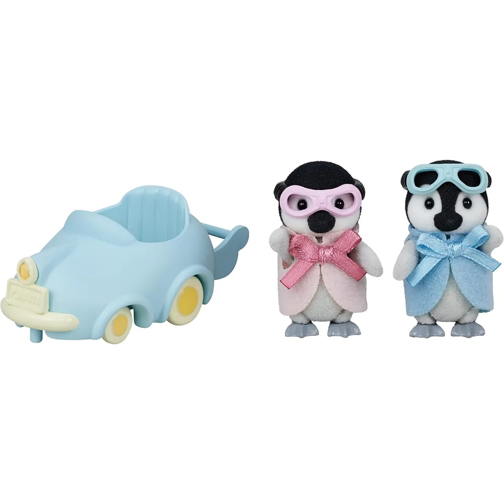 MUÑECA SYLVANIAN FAMILIES GEMELOS PINGÜINOS CON COCHE