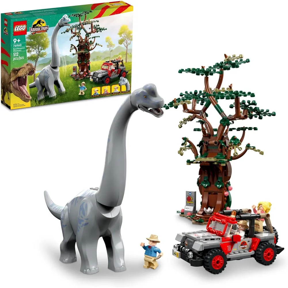 Lego Jurassic World Brachiosaurus Discovery set con dinosaurio y jeep