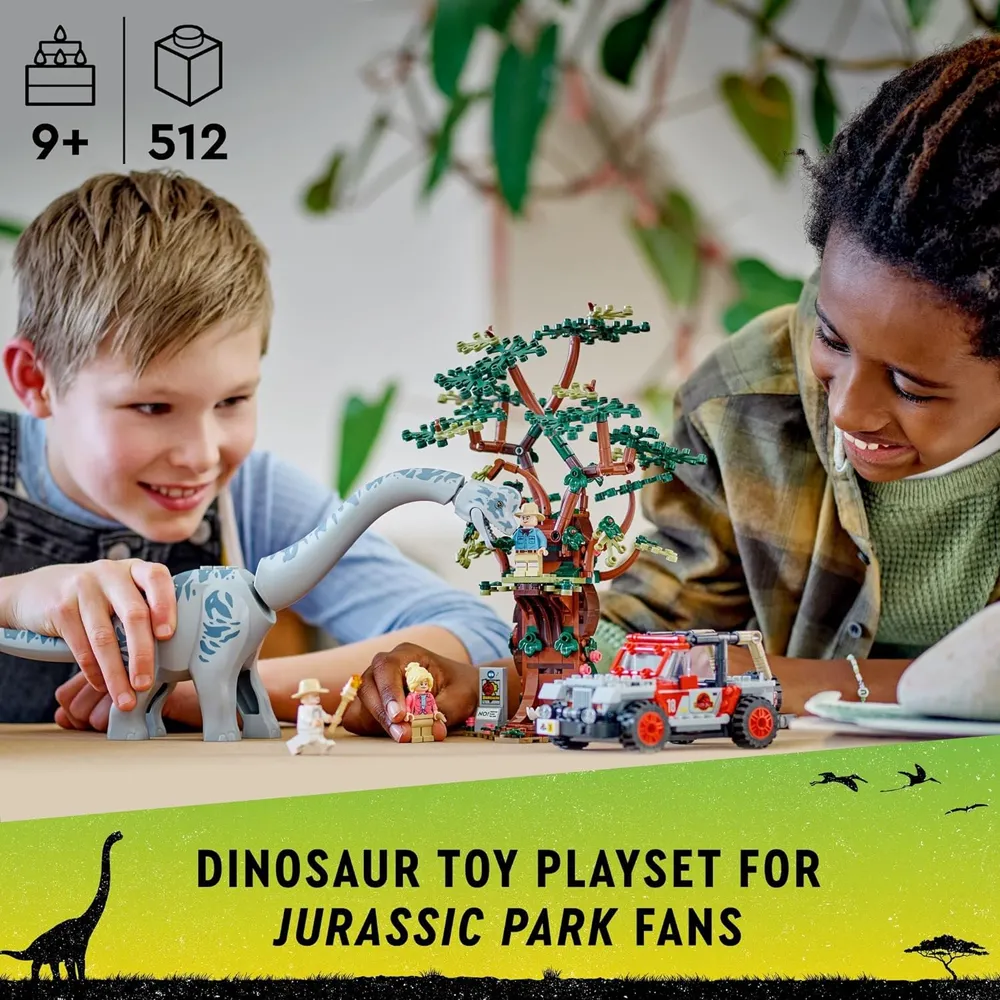 Lego Jurassic World Brachiosaurus Discovery set con dinosaurio y jeep