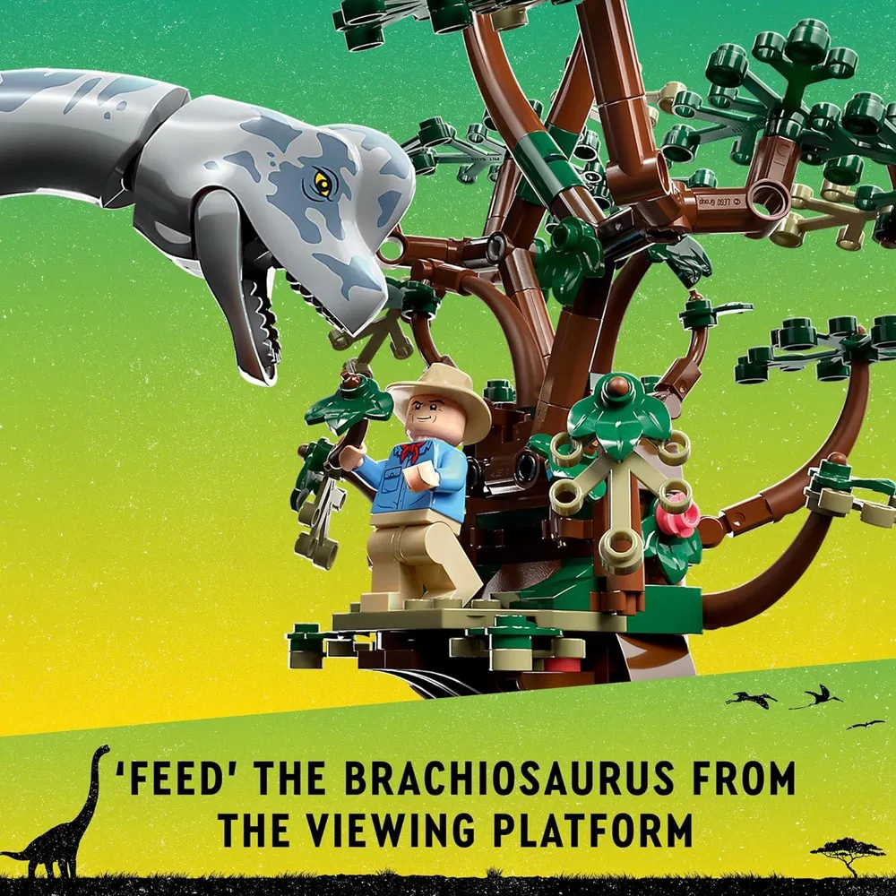 Lego Jurassic World Brachiosaurus Discovery set con dinosaurio y jeep
