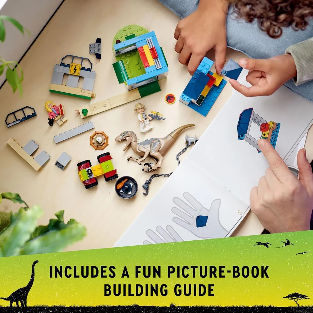 Lego Jurassic Park escape del Velociraptor set de construcción infantil