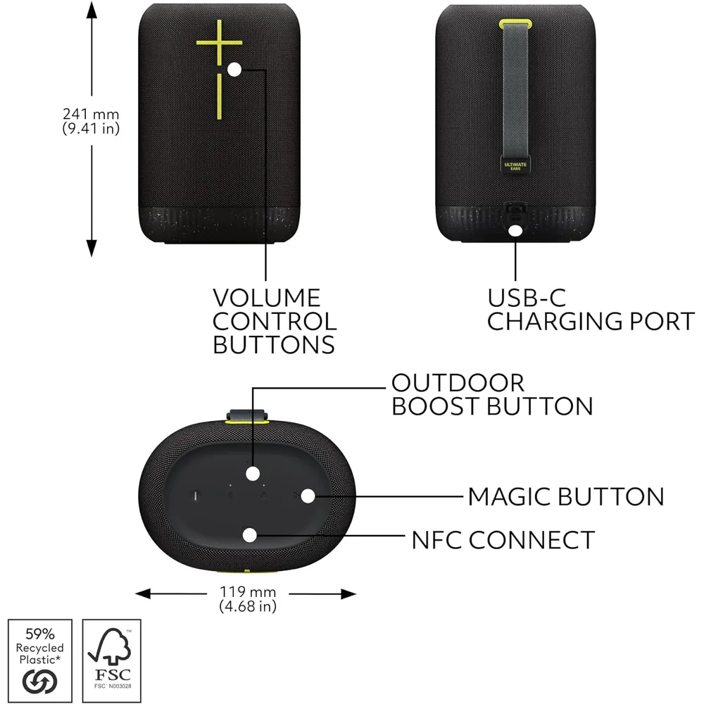 Ultimate Ears Epicboom altavoz Bluetooth 360° IP67 USB-C | Negro