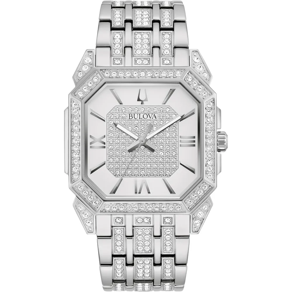 Bulova reloj Octava de hombre 3 agujas de cuarzo esfera octogonal cristales | Plateado