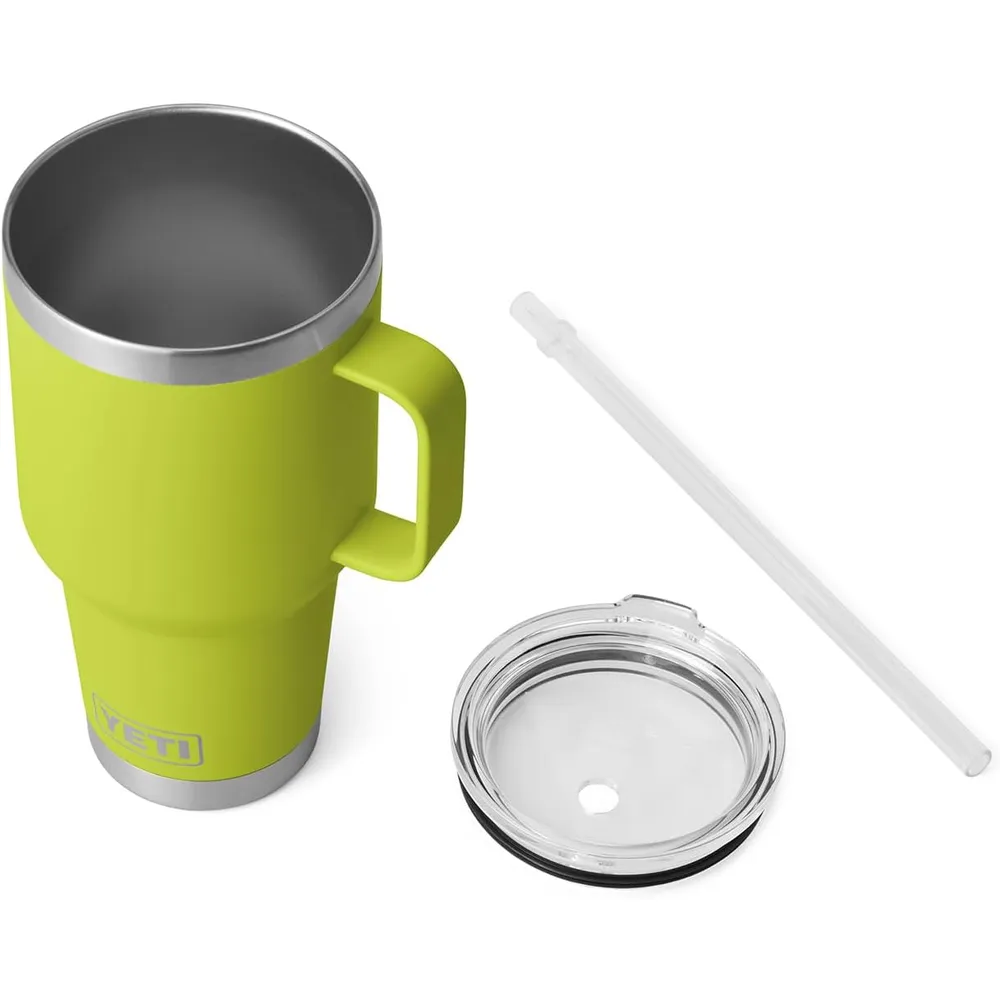YETI Rambler Vaso de 35 oz de acero inoxidable con asa y tapa con sorbete color verde lima