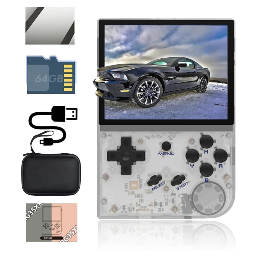 CONSOLA PORTÁTIL RETRO ANBERNIC RG35XX 3.5'' 64GB | GRIS TRANSPARENTE