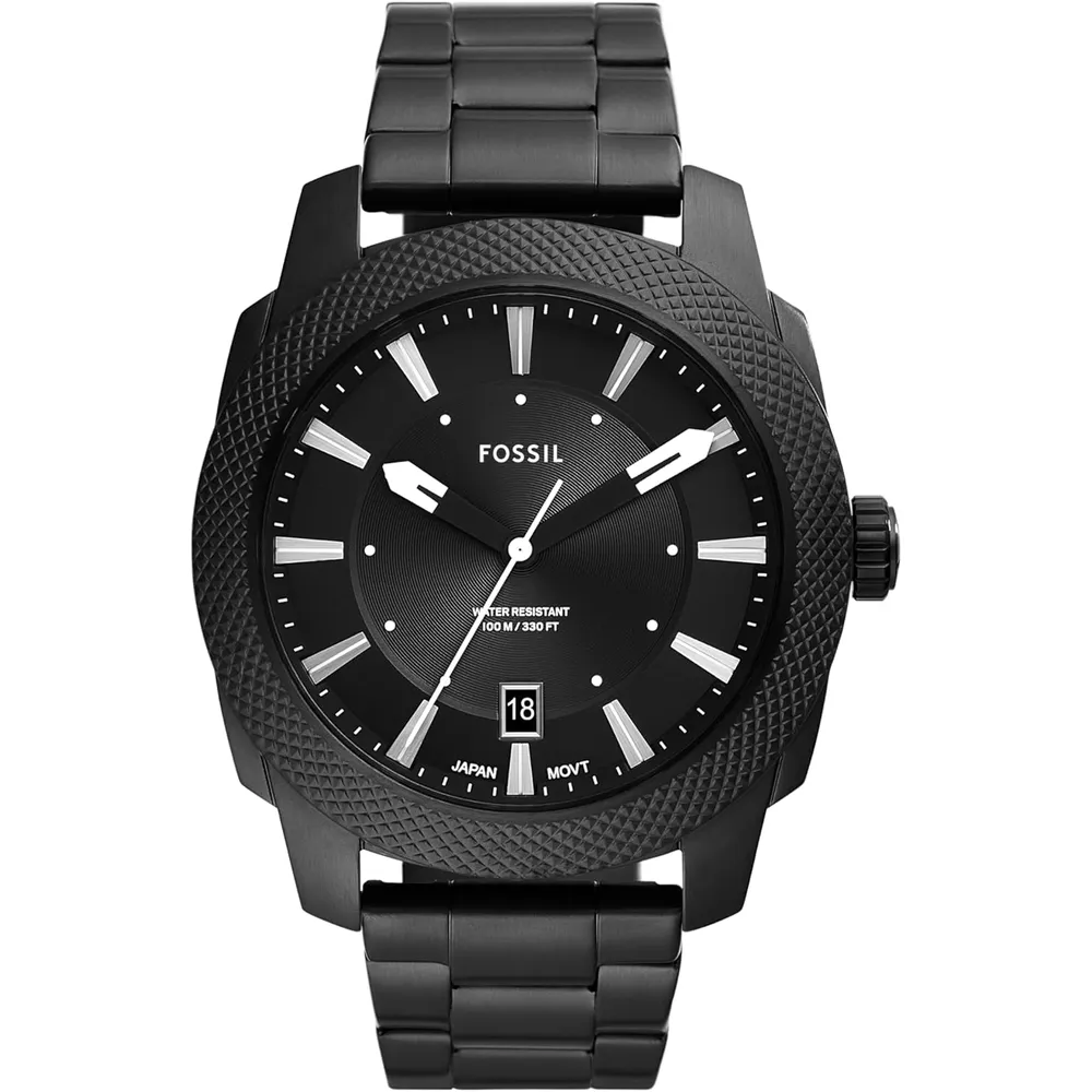 Fossil reloj de cuarzo mecánico para hombre, acero inoxidable | Negro