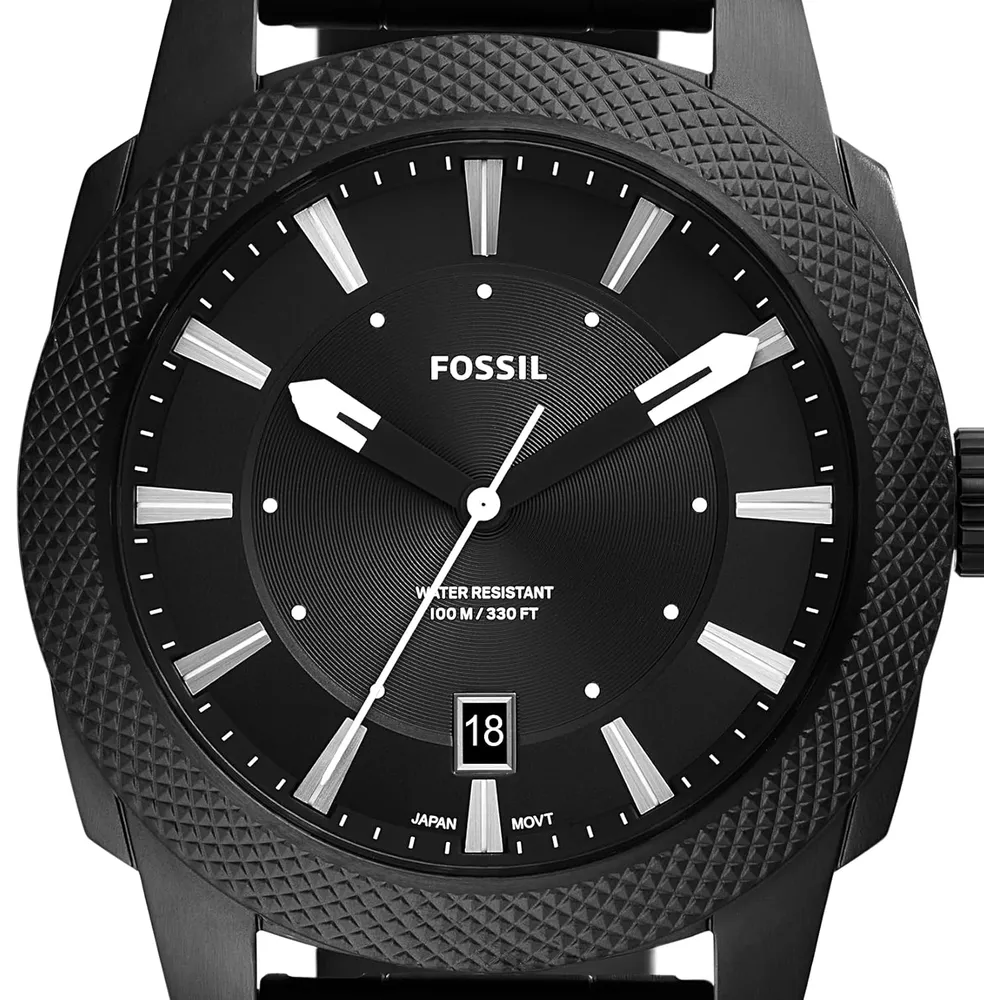 Fossil reloj de cuarzo mecánico para hombre, acero inoxidable | Negro