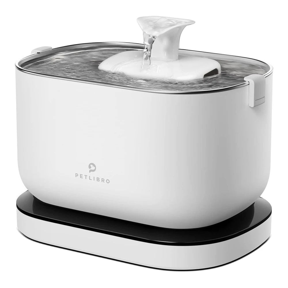 Petlibro Fuente de Agua para Mascotas Funciona con Pilas 2 5 L para Interior con Bomba Inalámbrica Fácil Limpieza Sin Bpa | Blanco