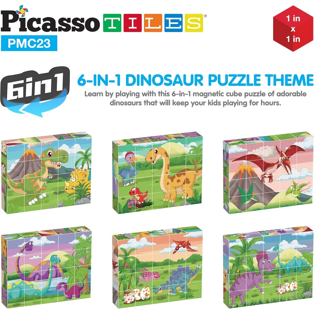 CUBO ROMPECABEZAS MAGNÉTICO DINOSAURIOS 6 EN 1 PMC23 PICASSOTILES