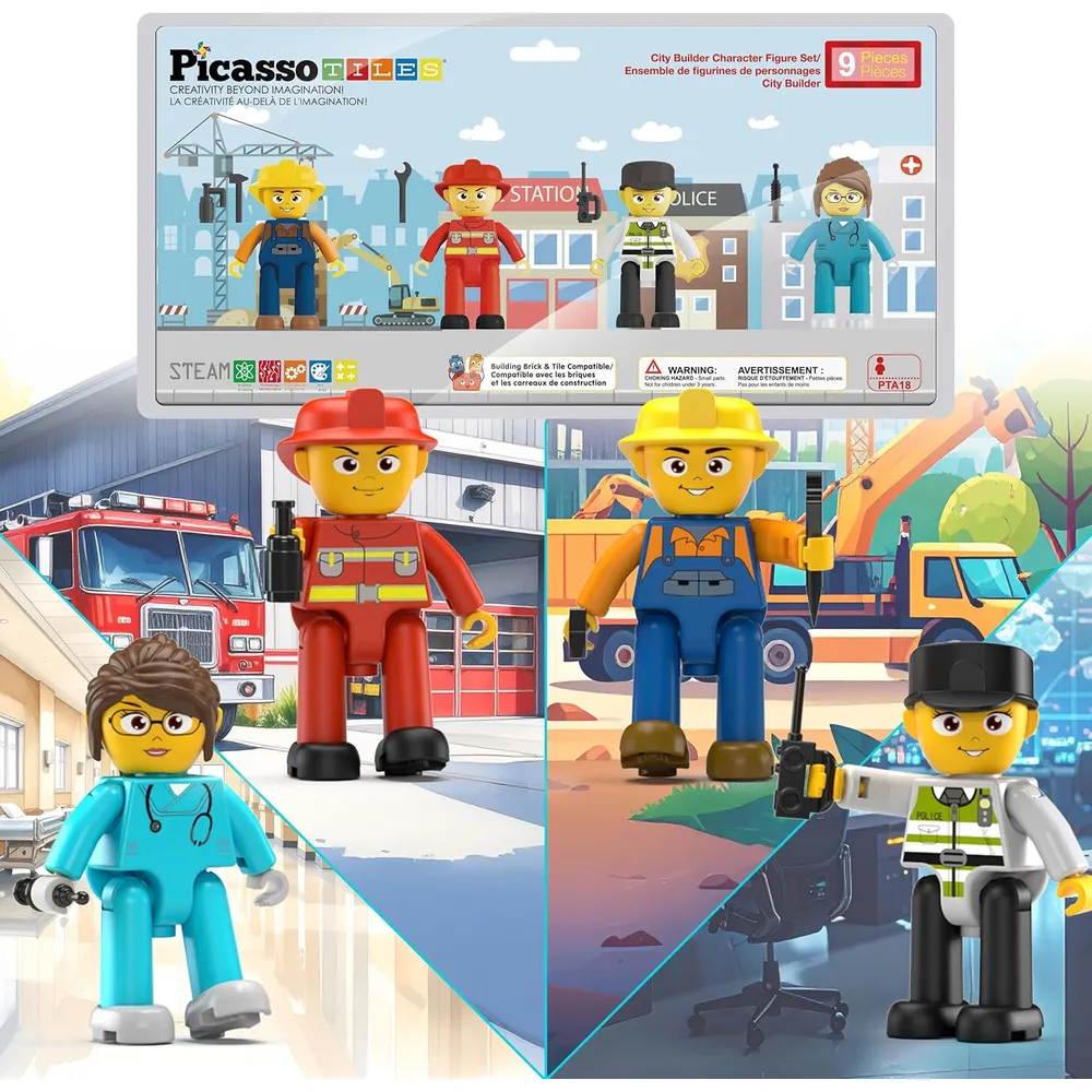 FIGURAS MAGNÉTICAS PERSONAJES CIUDAD PTA18 4 PIEZAS PICASSOTILES