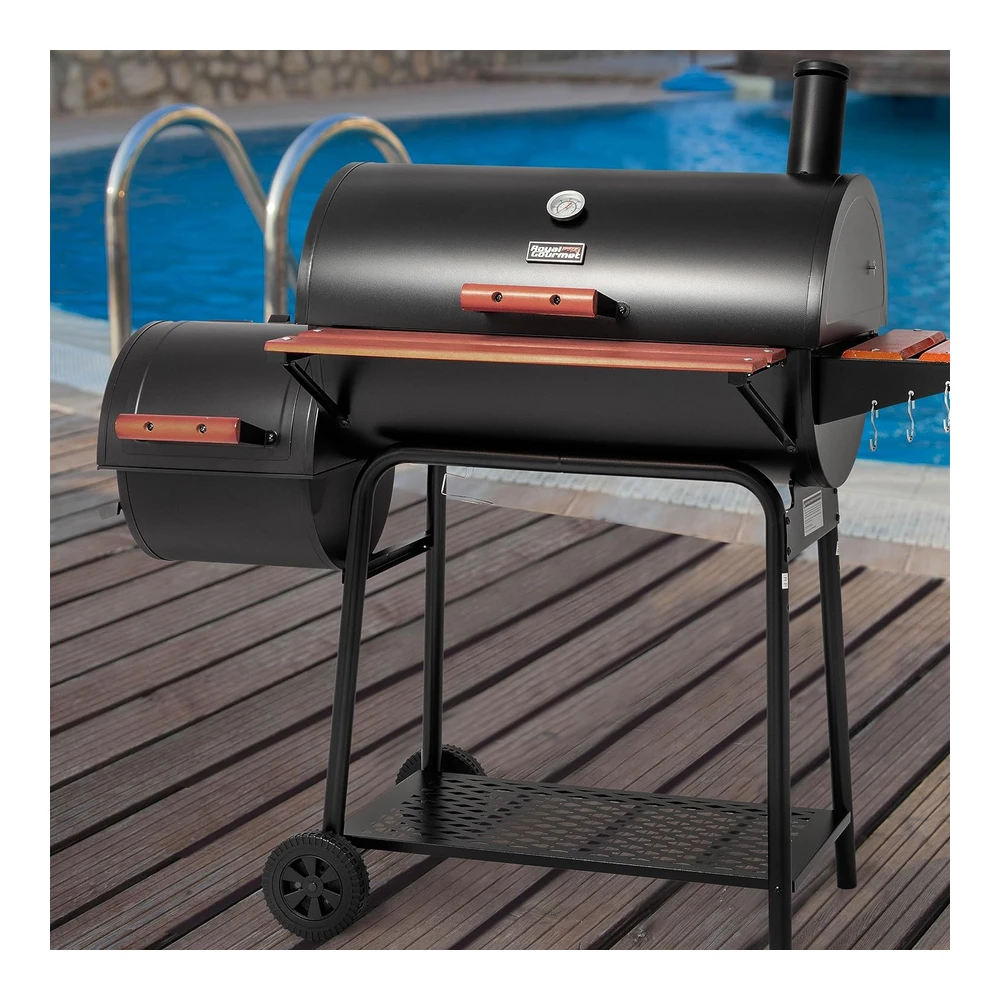 Royal Gourmet Cc1830w - Parrilla de Carbón de 30 Barriles con Mesa Auxiliar - 627" Cuadradas - Patio Trasero Al Aire Libre - Patio y Fiestas - Color Negro