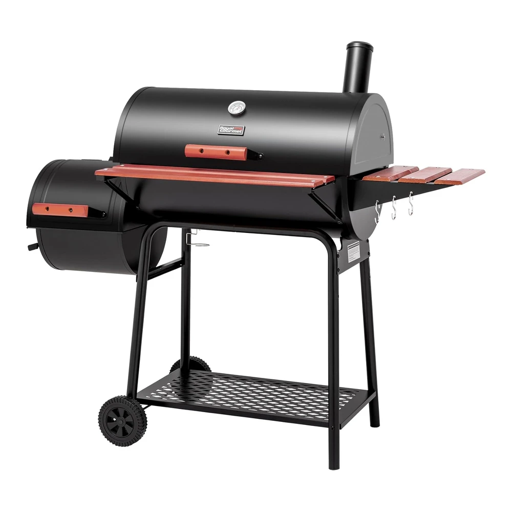 Royal Gourmet Cc1830w - Parrilla de Carbón de 30 Barriles con Mesa Auxiliar - 627" Cuadradas - Patio Trasero Al Aire Libre - Patio y Fiestas - Color Negro