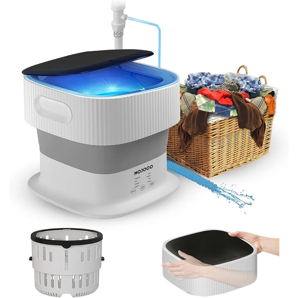 MOJOCO MINI LAVADORA PORTÁTIL PLEGABLE PARA BEBÉ Y ROPA INTERIOR | BLANCO