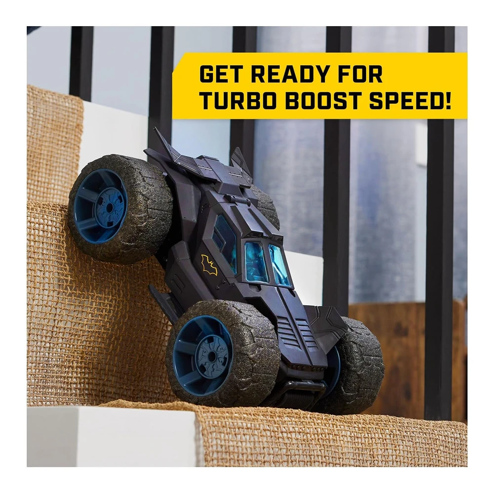Dc Comics - Batman Stunt Force Batmobile, Auto de Control Remoto, Turbo Boost y Trucos Locos - Juguetes Coleccionables de Superhéroes