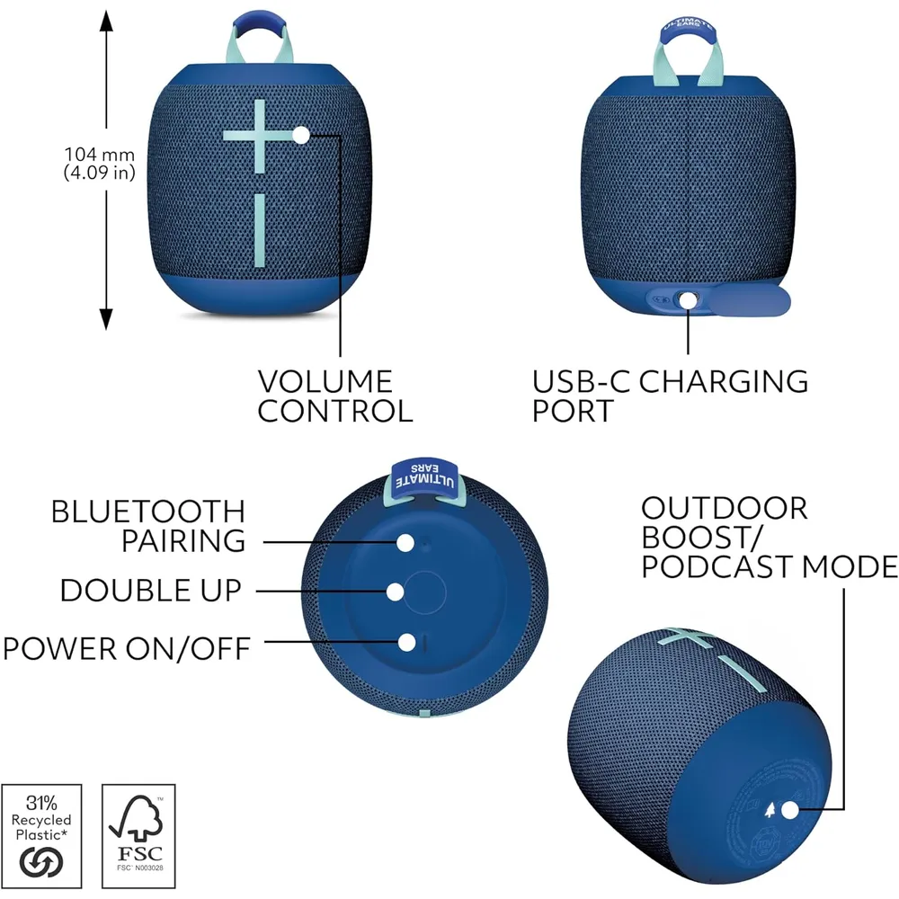 Ultimate Ears Wonderboom 4 altavoz Bluetooth 360° IP67 | Azul