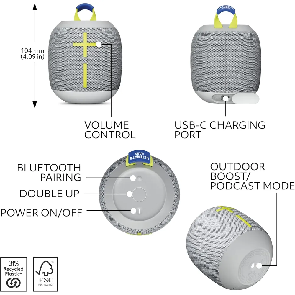 Ultimate Ears Wonderboom 4 altavoz Bluetooth 360° IP67 | Gris