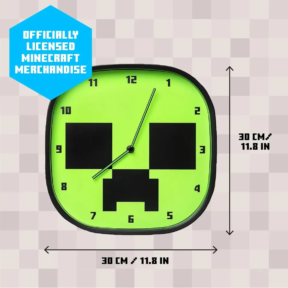 Paladone Minecraft Creeper, reloj pared luminoso con pegatinas oficial
