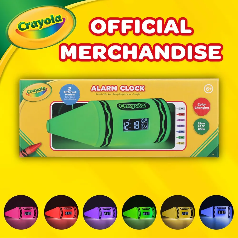Paladone Crayola, reloj despertador digital luz que cambia color oficial