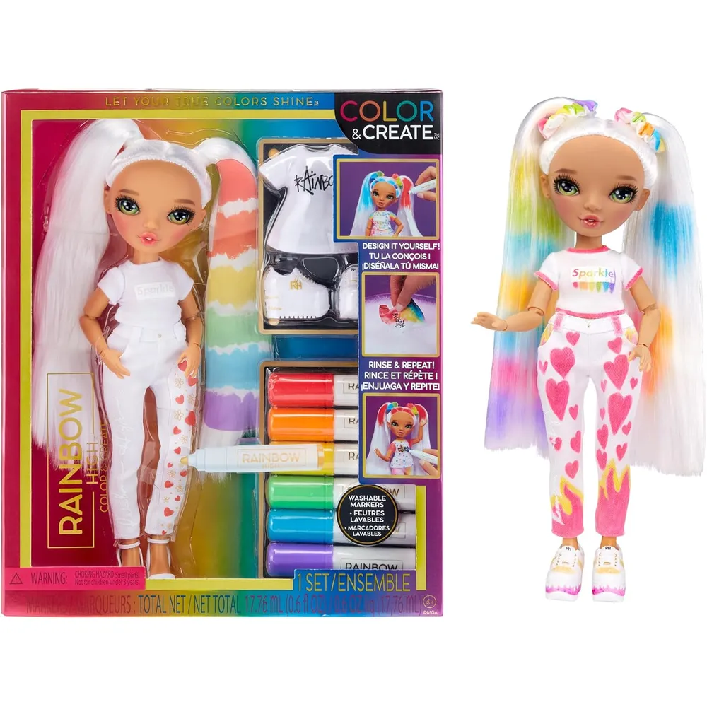 Rainbow High muñeca para colorear ojos verdes