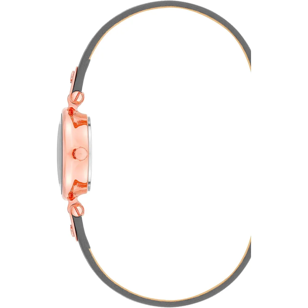 Anne Klein 109442CHHY reloj para mujer con correa de cuero | 45 mm - Gris/Oro rosa