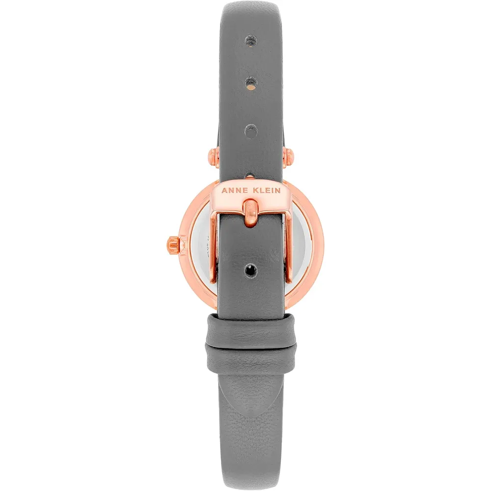 Anne Klein 109442CHHY reloj para mujer con correa de cuero | 45 mm - Gris/Oro rosa