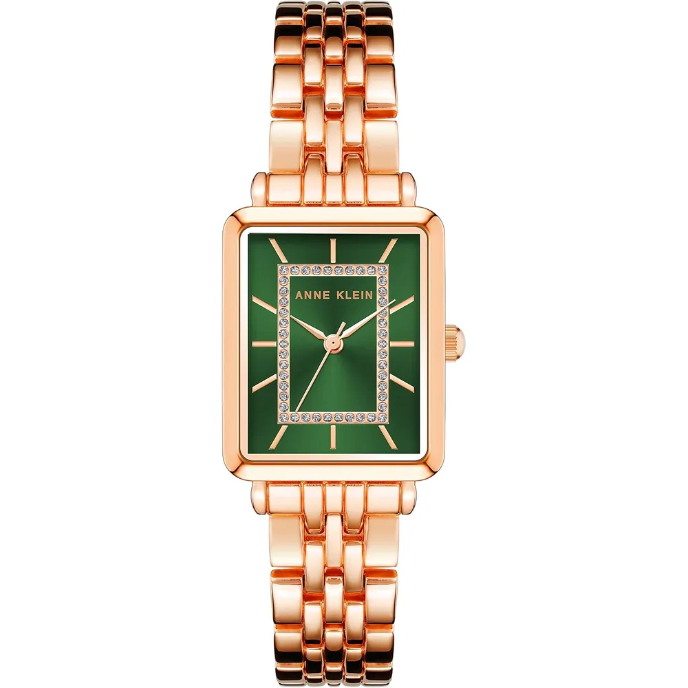 Anne Klein AK/3761SVTT reloj elegante con brillo para mujer | 36.5 mm - Oro rosa/verde.