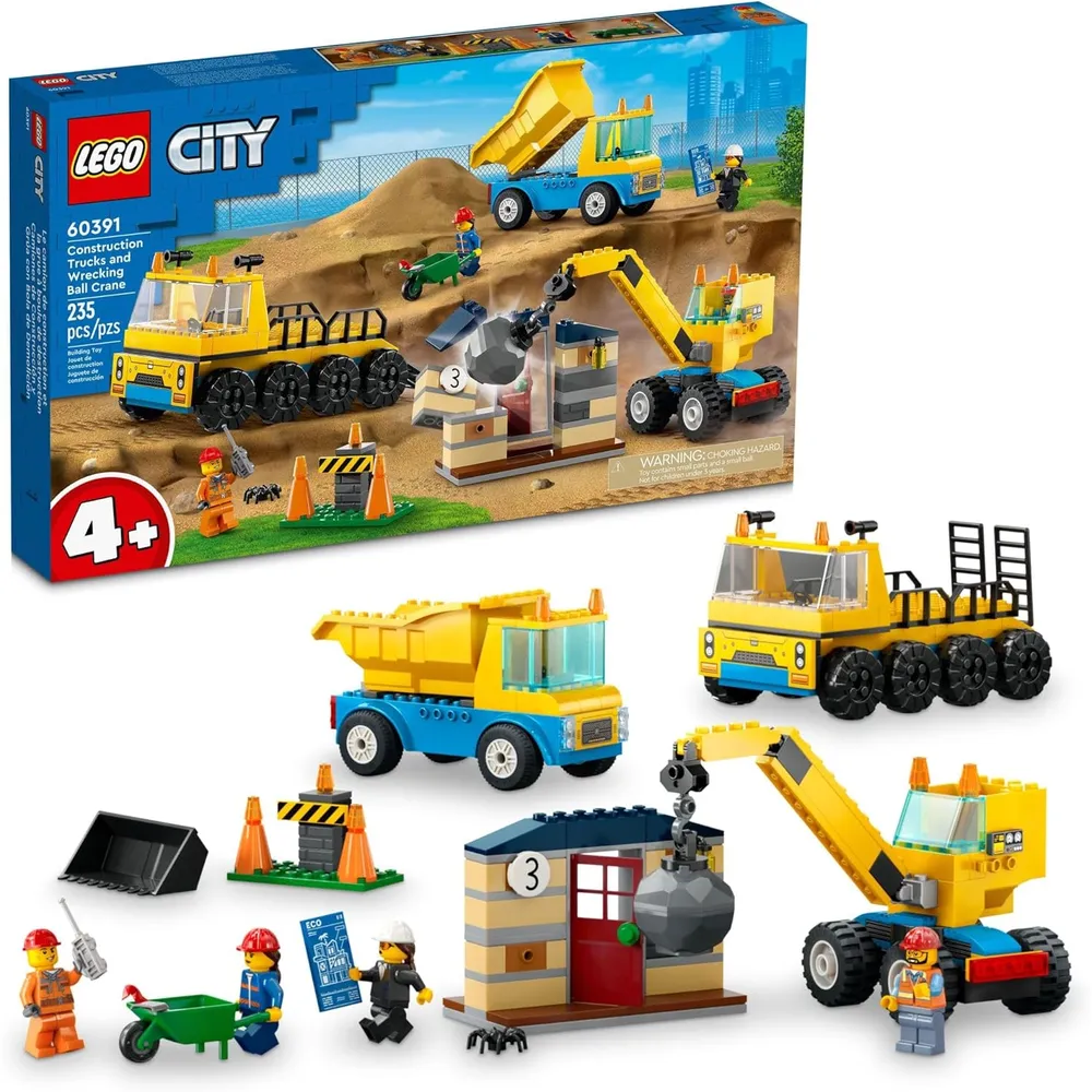 Lego City camiones de construcción y grúa con bola de demolición set infantil