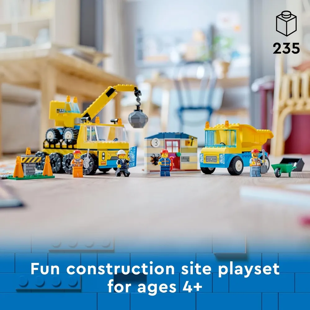 Lego City camiones de construcción y grúa con bola de demolición set infantil