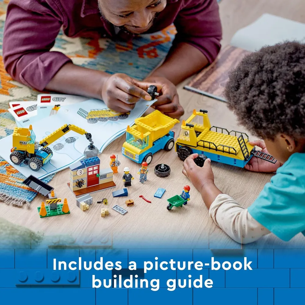 Lego City camiones de construcción y grúa con bola de demolición set infantil