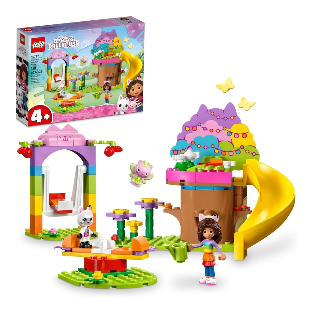 Lego Gabby's Dollhouse Kitty Fairy Fiesta En El Jardín - Construcción con Casa de Árbol - Tobogán - Incluye Patas Gabby y Pandy