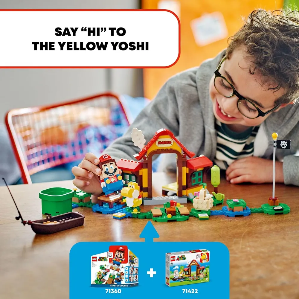 Lego Super Mario Picnic en casa de Mario set de expansión con Yoshi amarillo