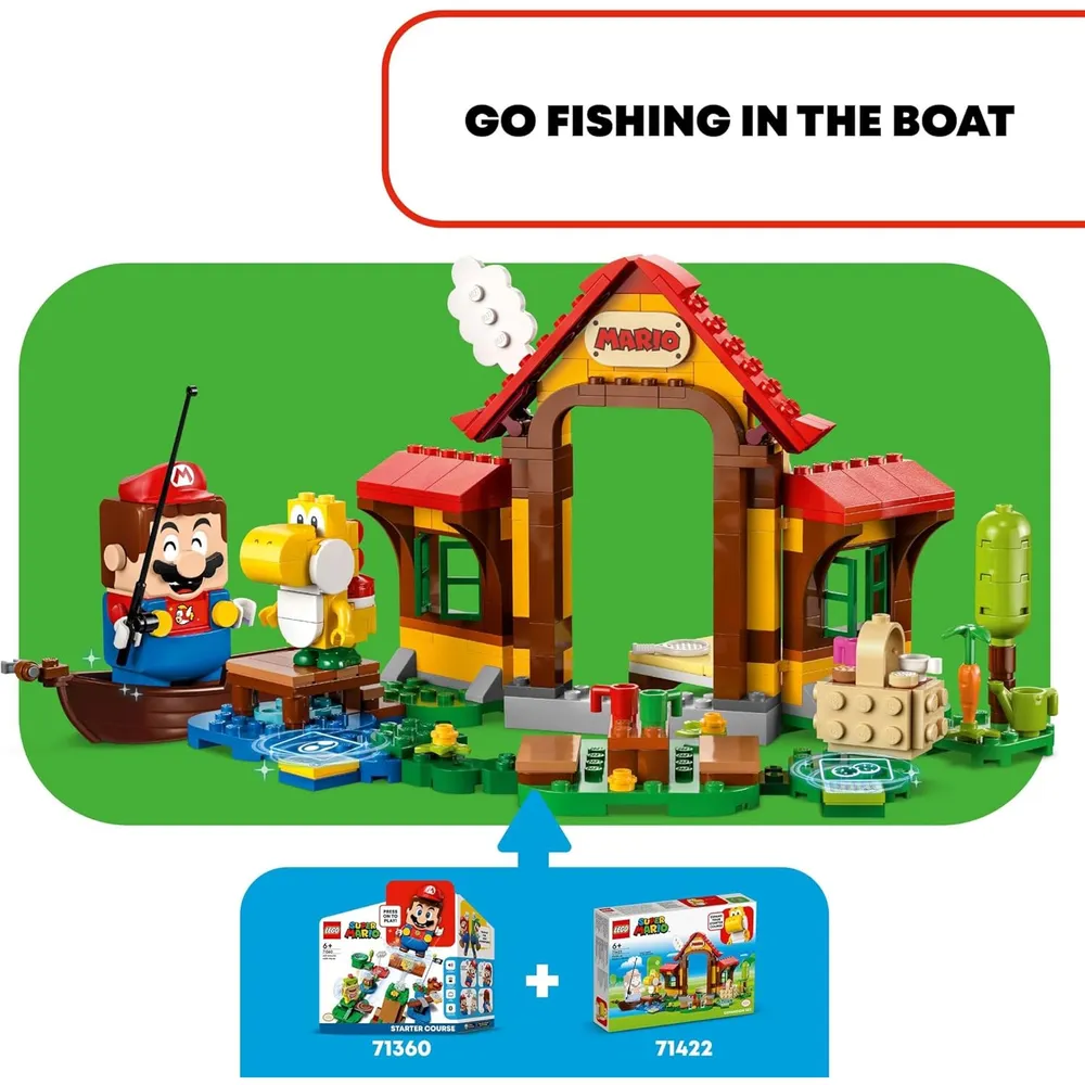 Lego Super Mario Picnic en casa de Mario set de expansión con Yoshi amarillo