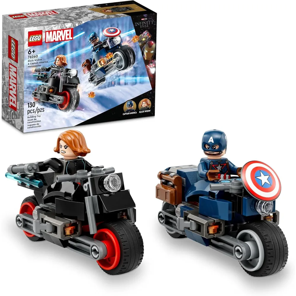 Lego Marvel Viuda Negra y Capitán América motocicletas set de juego coleccionable