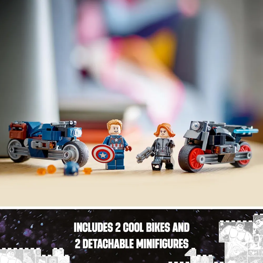 Lego Marvel Viuda Negra y Capitán América motocicletas set de juego coleccionable