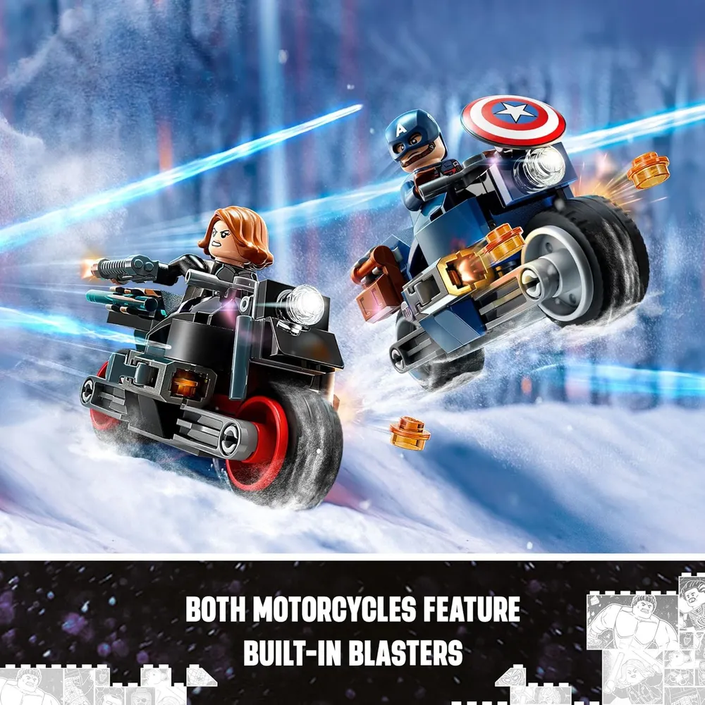 Lego Marvel Viuda Negra y Capitán América motocicletas set de juego coleccionable